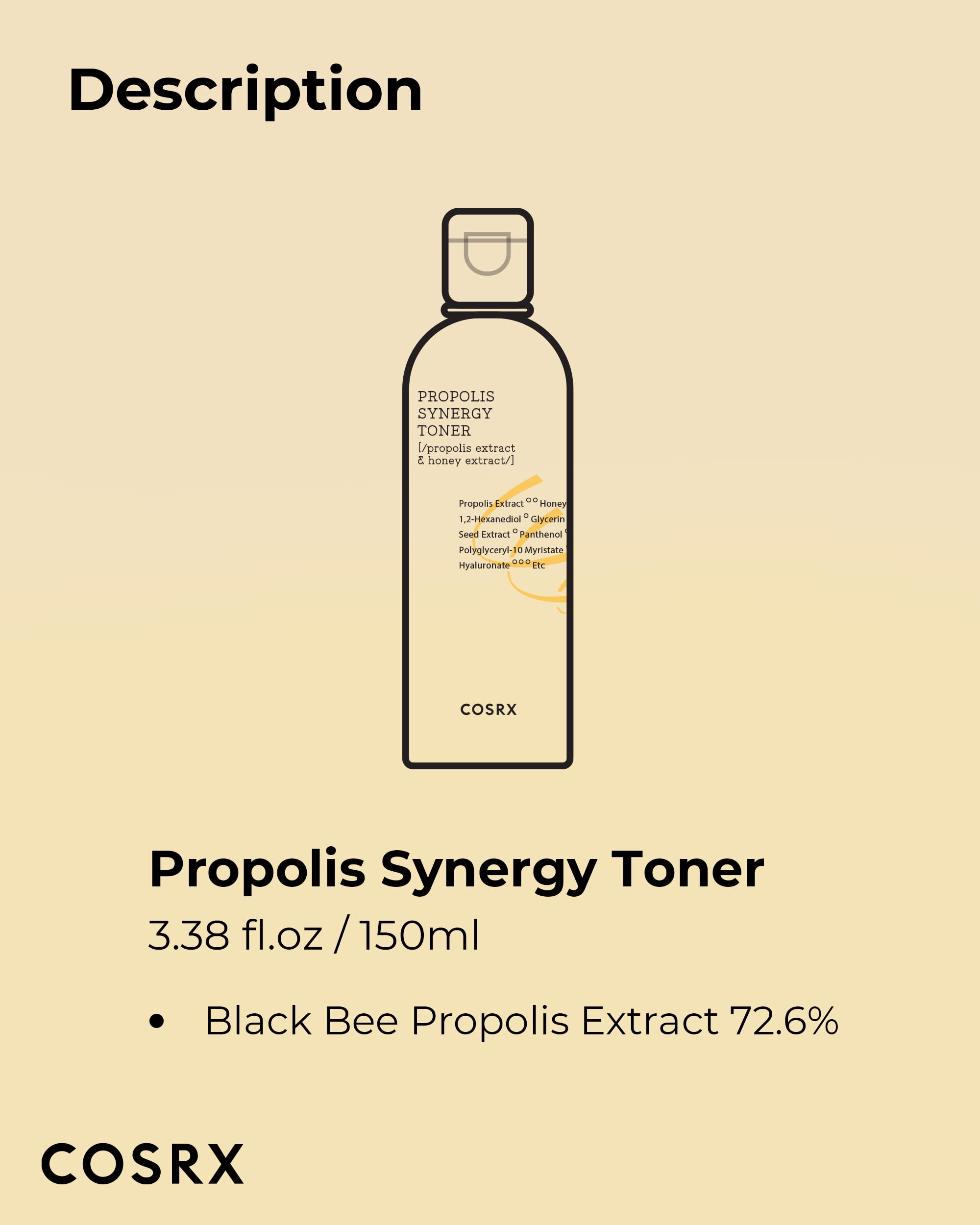 COSRX Full Fit Propolis Synergy Tónico, presentación elegante y envase práctico para uso rápido.