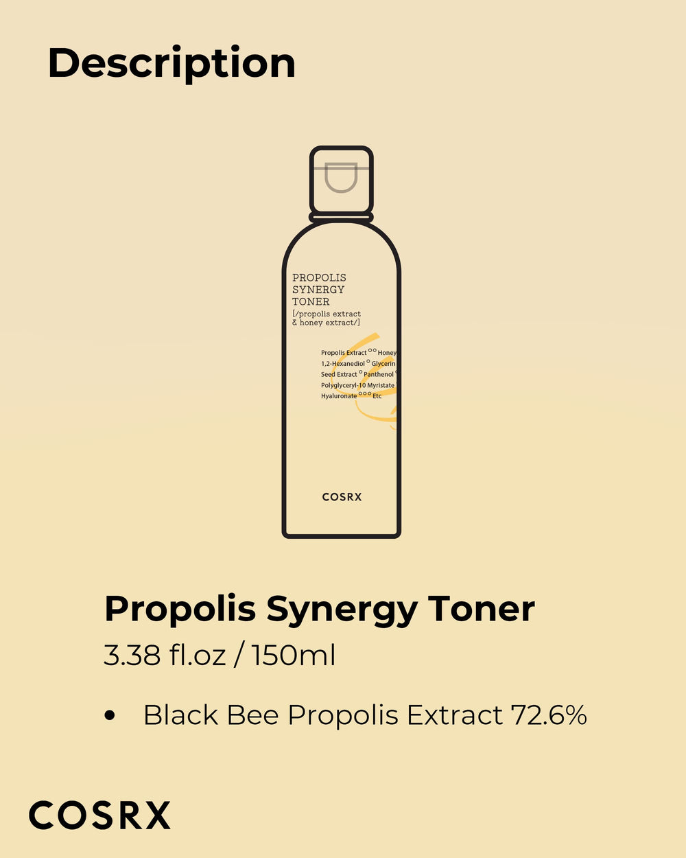 COSRX Full Fit Propolis Synergy Tónico, presentación elegante y envase práctico para uso rápido.
