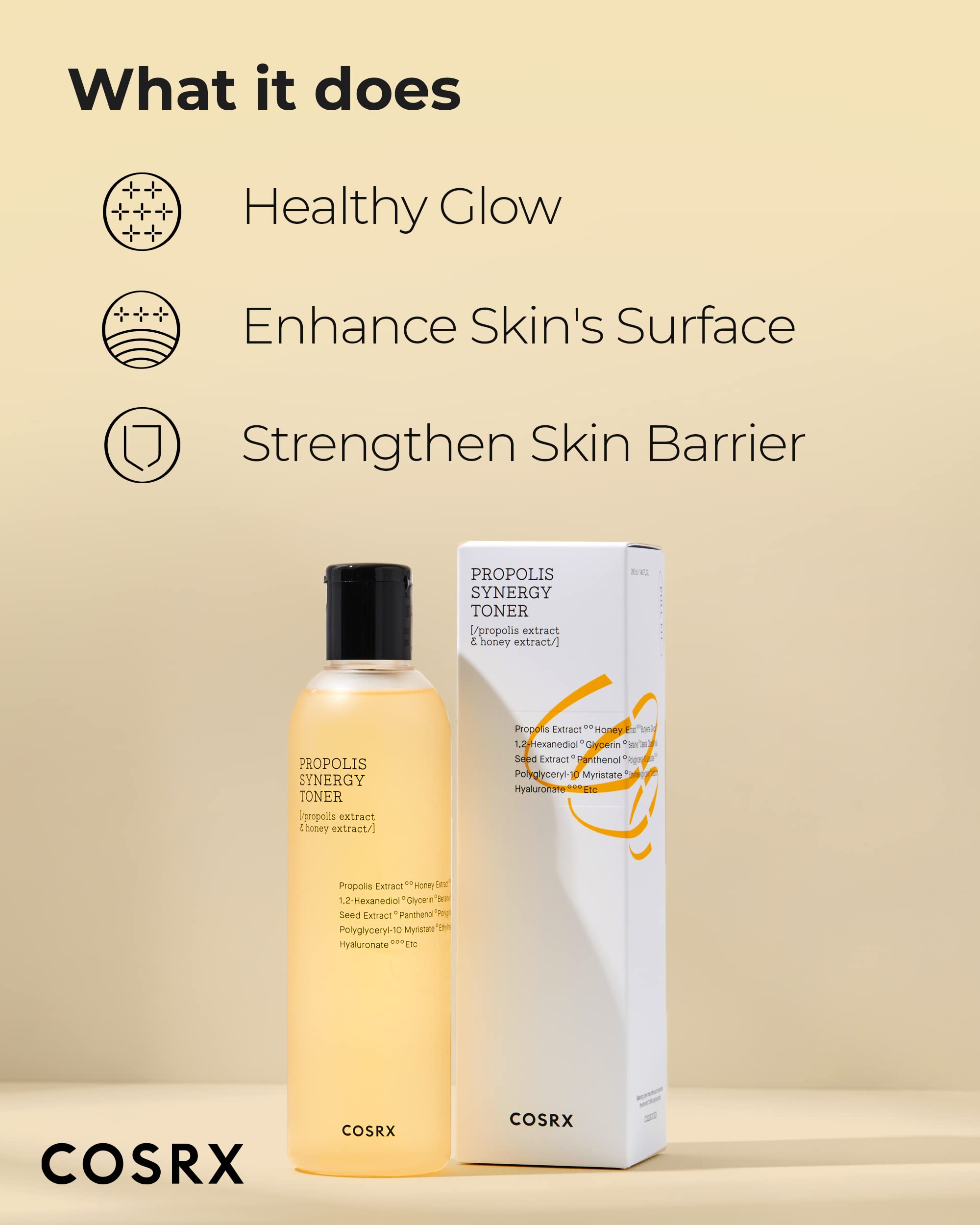 COSRX Full Fit Propolis Synergy Tónico, textura líquida suave que calma y hidrata piel sensible.