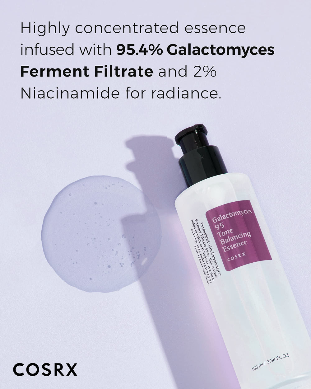 COSRX Galactomyces 95 Tónico, textura ligera que penetra rápido y aporta radiancia diaria.