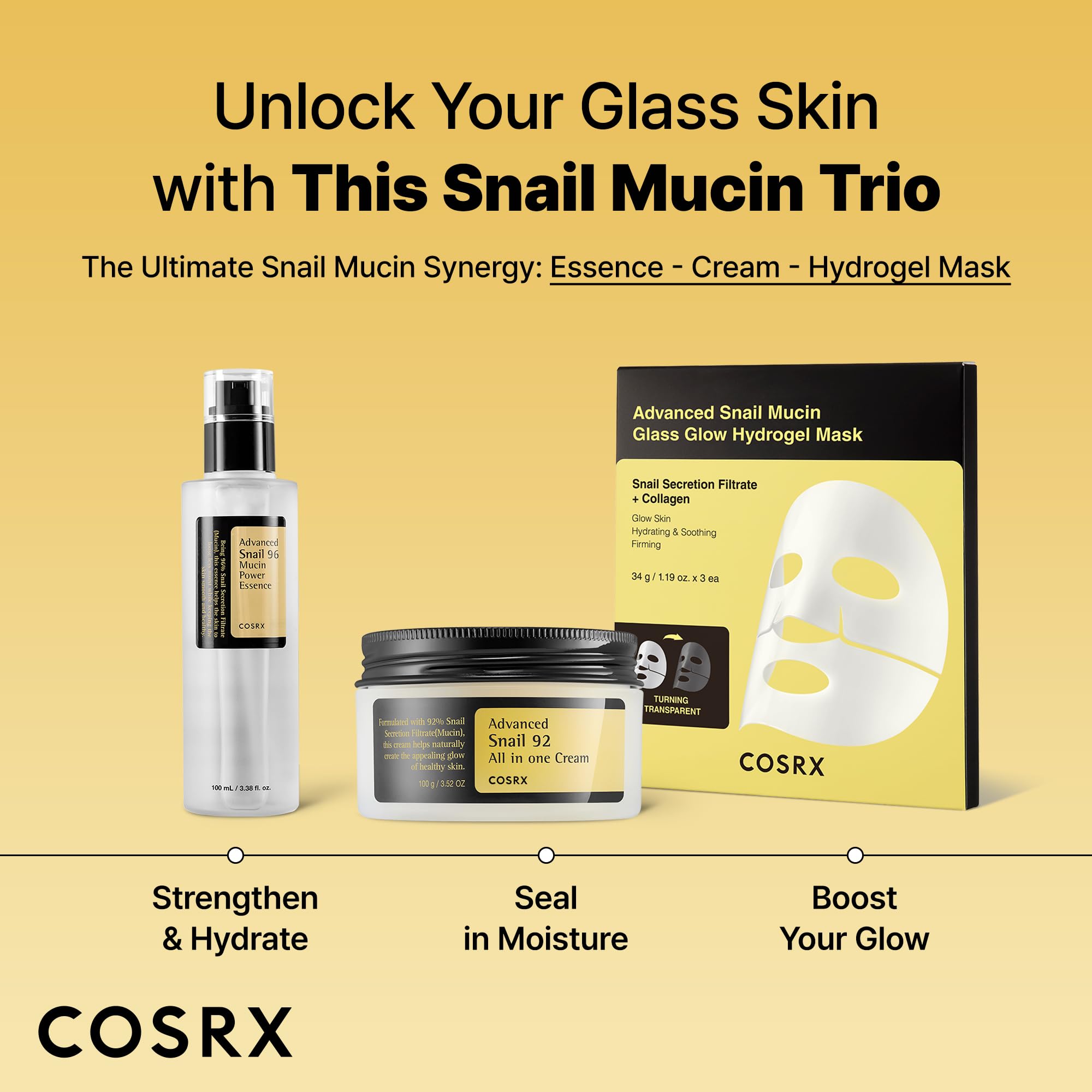 COSRX Glass Skin routine steps image showing layering essence and cream