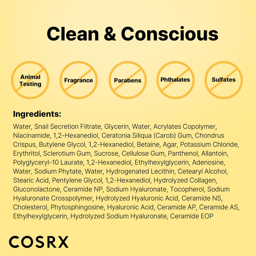 COSRX ácido hialurónico, panthenol y ceramidas para hidratación profunda.