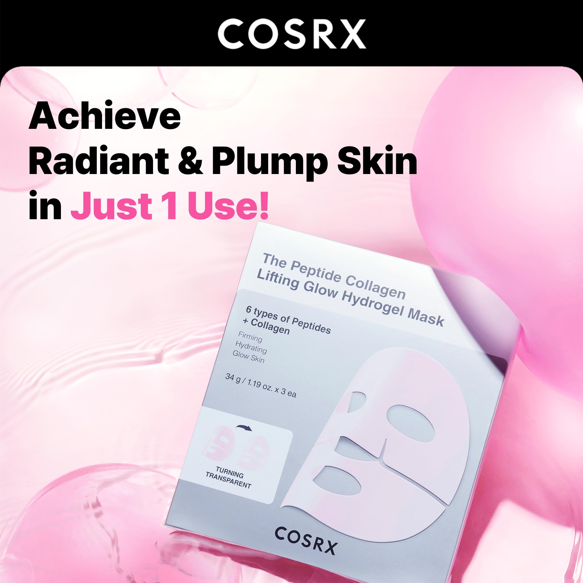 COSRX con péptidos y colágeno, ingredientes clave para la firmeza.
