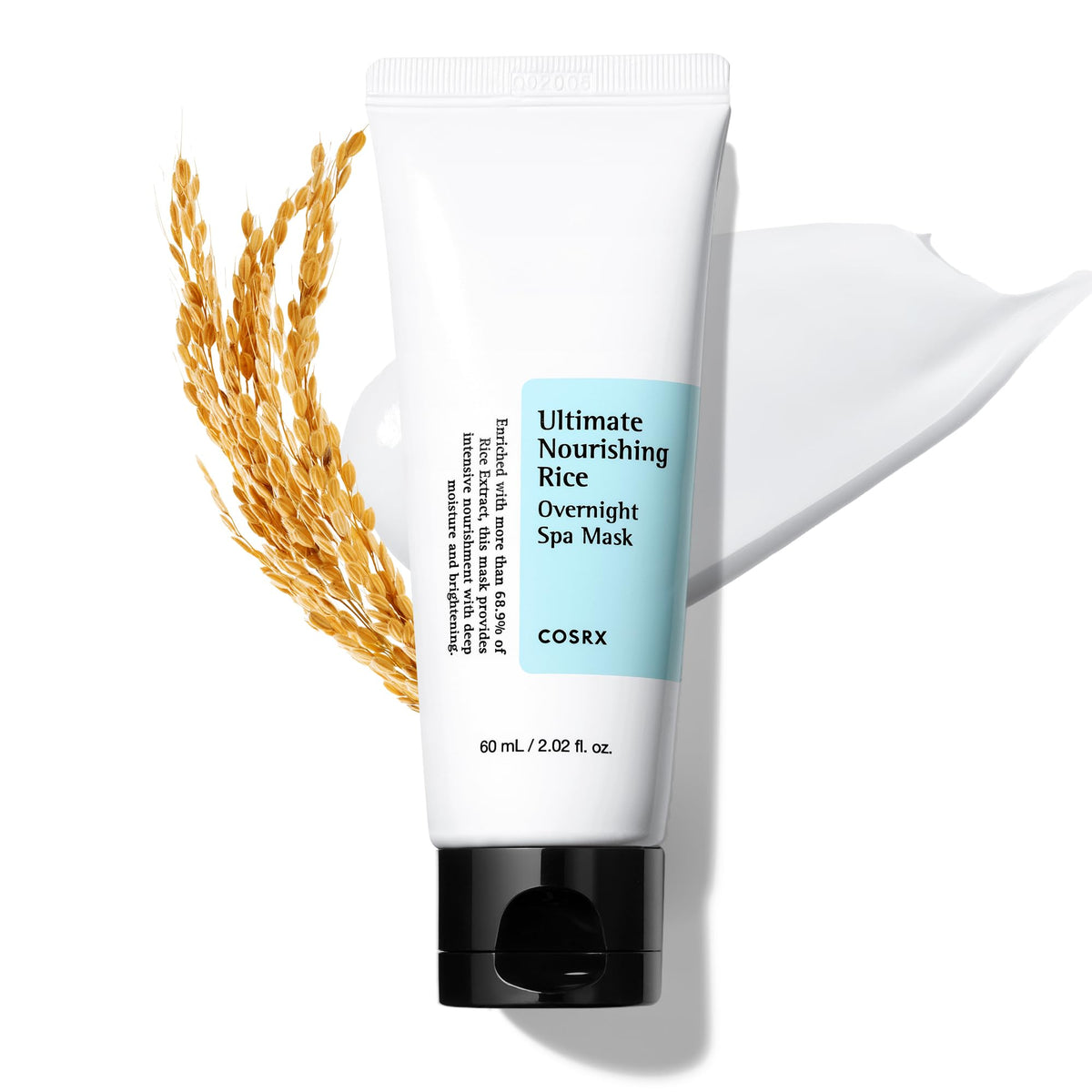 COSRX mascarilla de arroz nocturna en bote, nutre intensamente para piel suave.