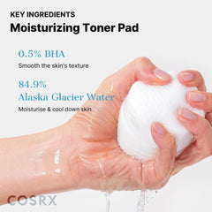 COSRX Moisture Up Pads soft side closeup focusing on toning and moisturization.