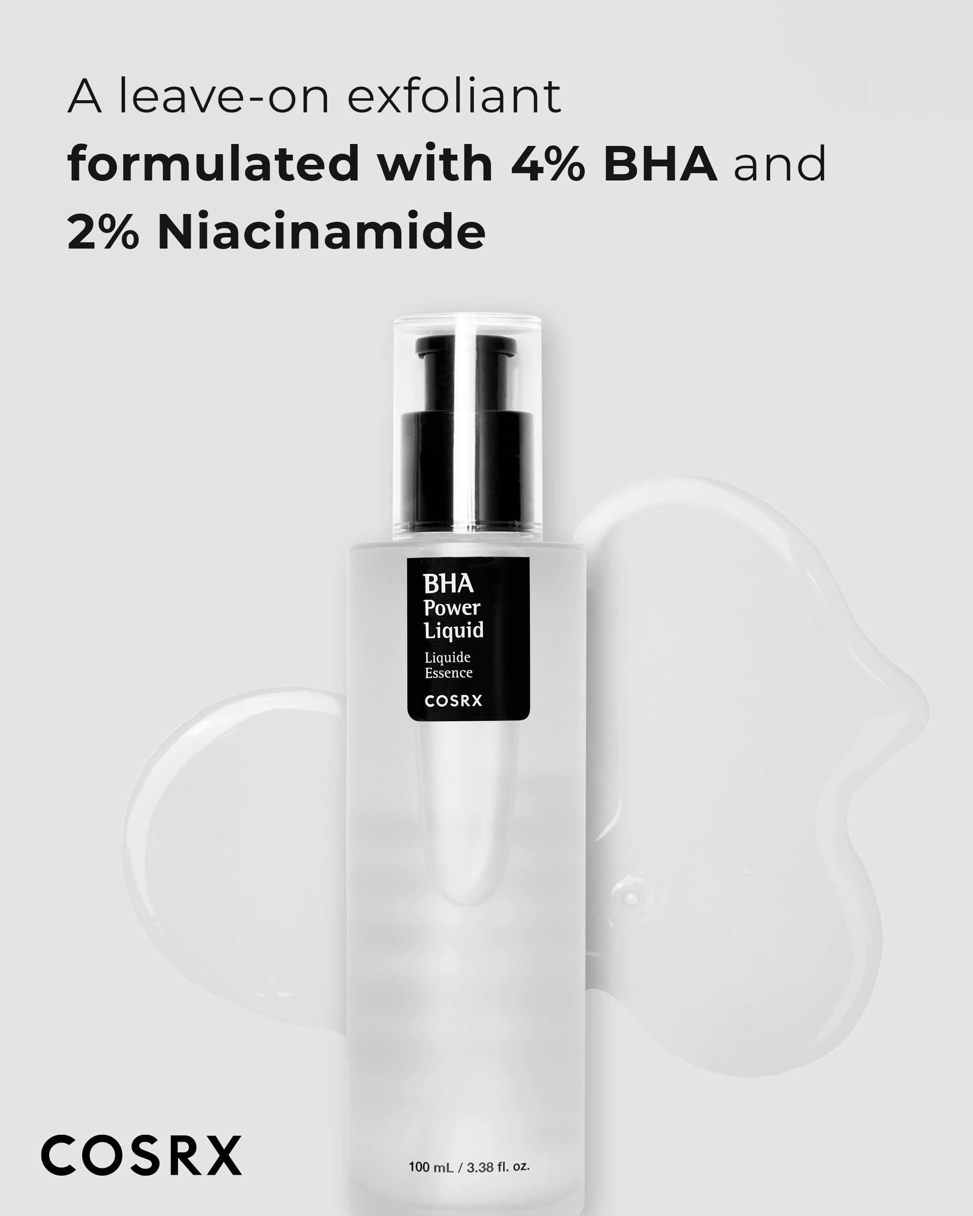 COSRX Niacinamide 2% + BHA 4% toner back label highlights gentle exfoliation and skin balance