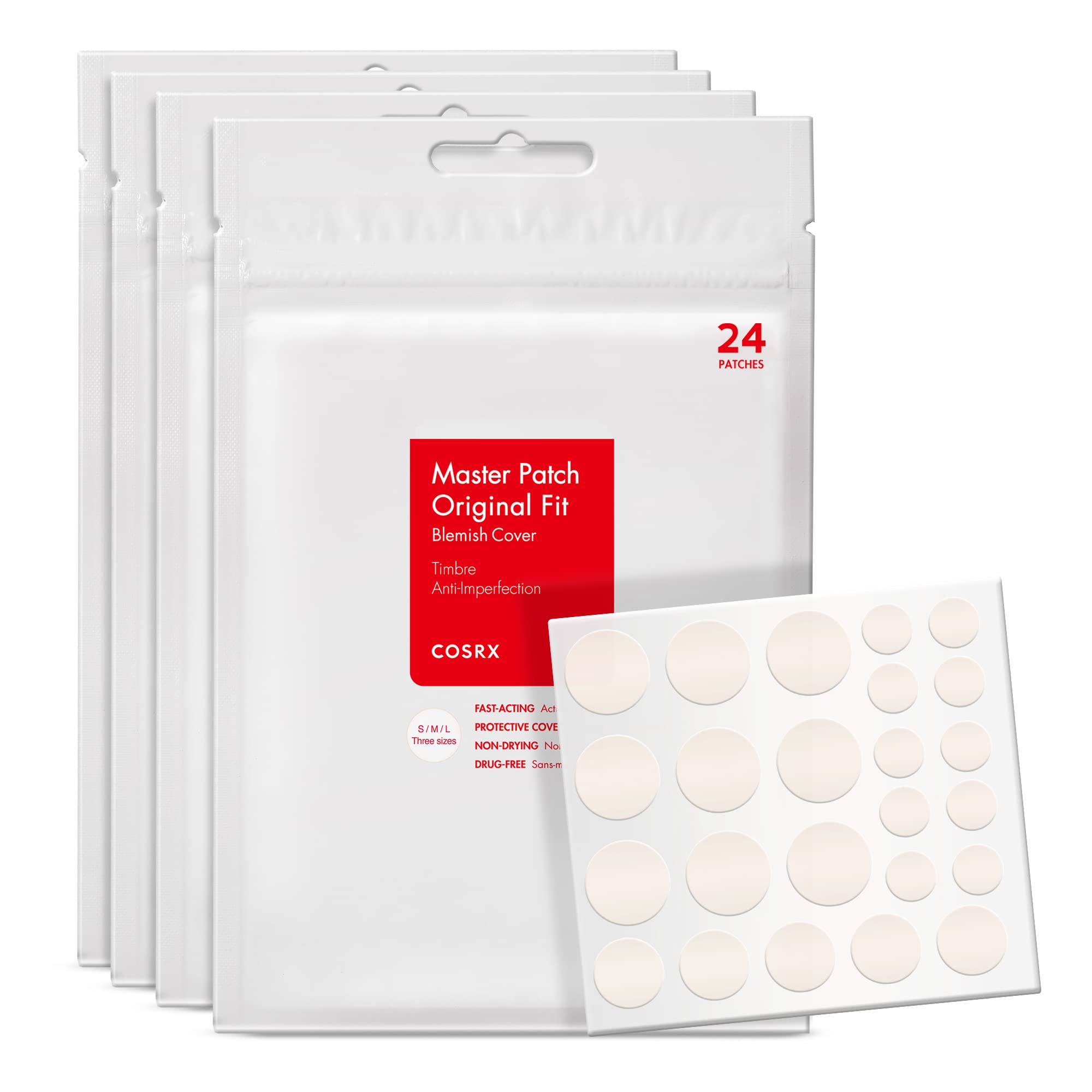 COSRX parche granos original hidrocoloide, 3 tamaños, cubre imperfecciones de la piel