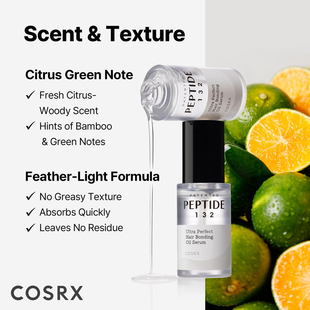 Ingredientes de argán y jojoba en COSRX Peptide 132 Hair Bonding Oil Serum