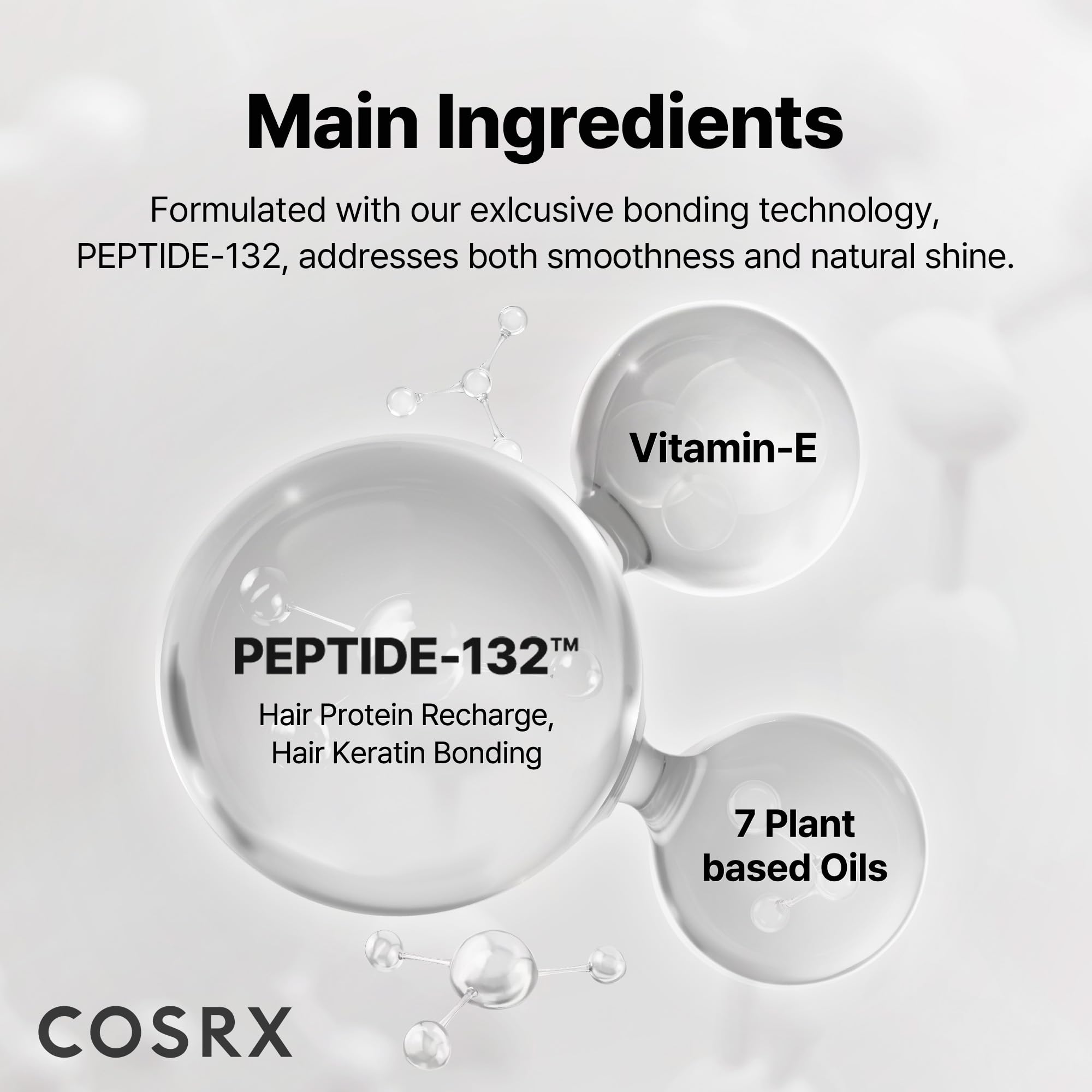 Textura ligera de COSRX Peptide 132 Hair Bonding Oil Serum en cabello