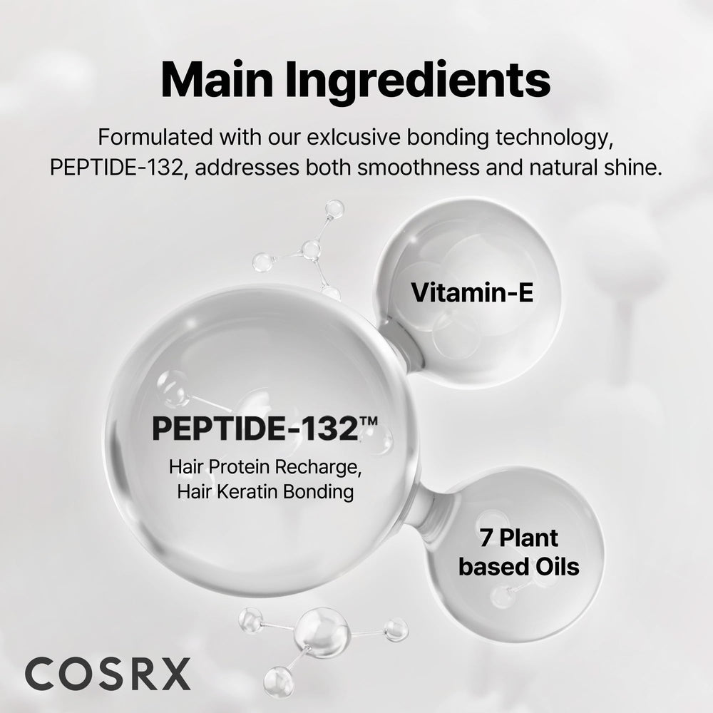 Textura ligera de COSRX Peptide 132 Hair Bonding Oil Serum en cabello