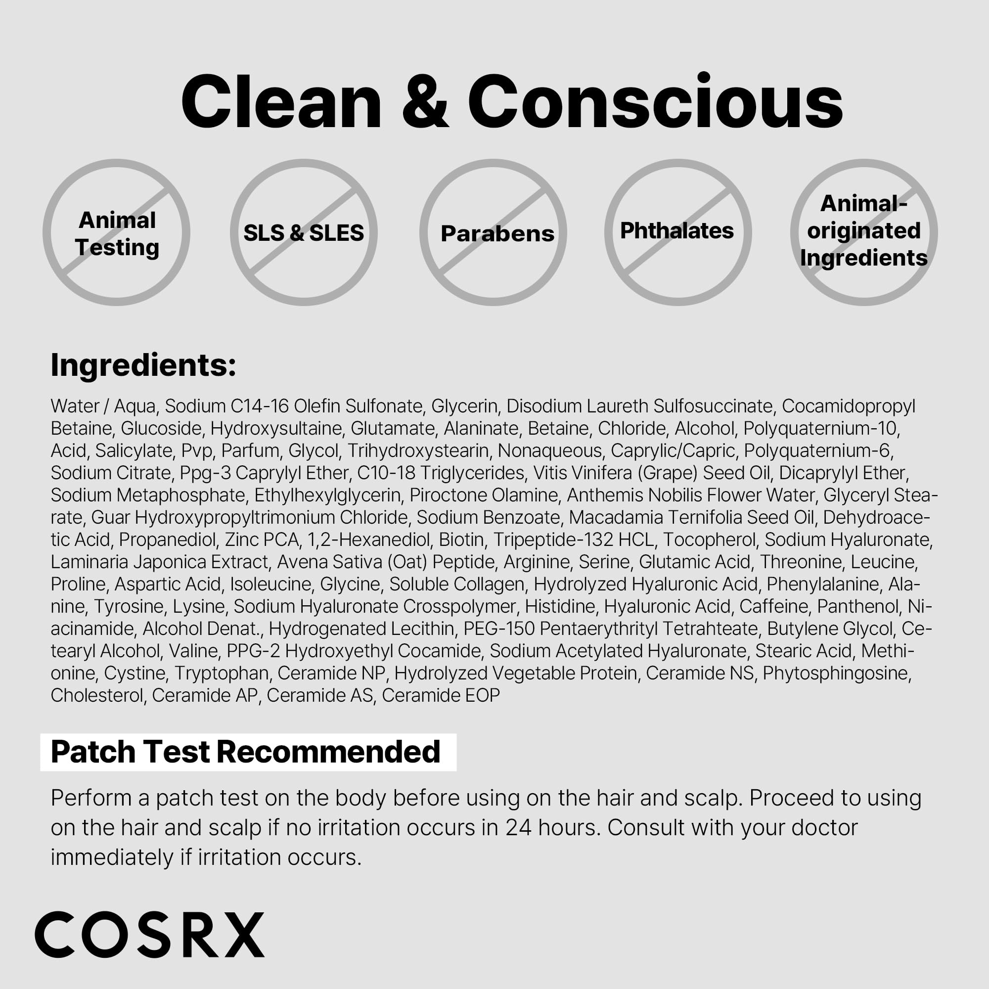 COSRX Péptido-132 Champú brillo suave y control del frizz