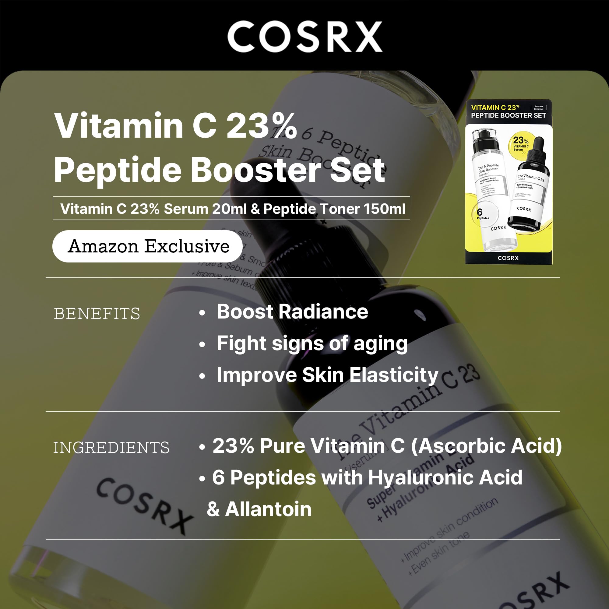 COSRX Peptide Booster Serum bottle—firming nourishment for smooth skin