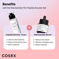 COSRX Peptide Booster Toner pump-action image highlights quick absorption.