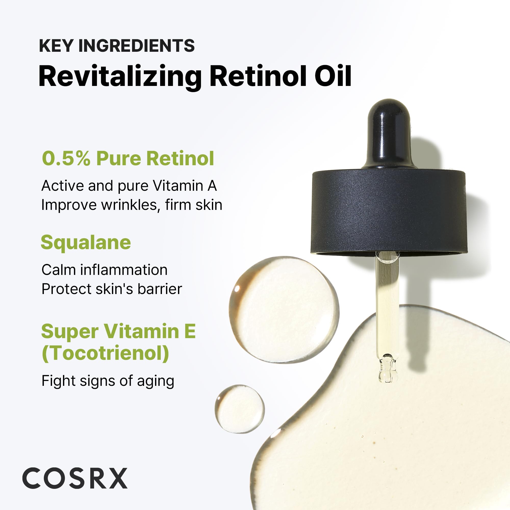 Textura ligera de Cosrx Retinol 0,5% aceite aporta brillo natural.