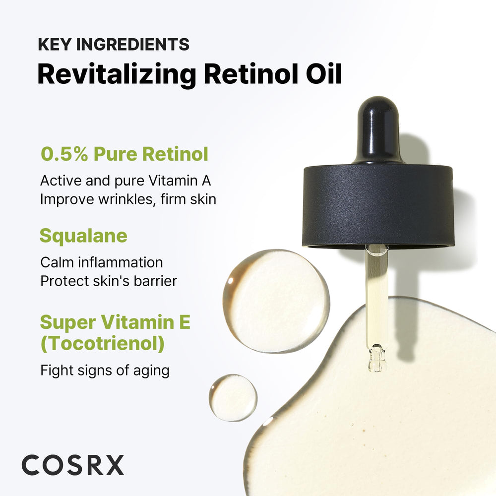 Textura ligera de Cosrx Retinol 0,5% aceite aporta brillo natural.