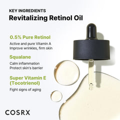 Textura ligera de Cosrx Retinol 0,5% aceite aporta brillo natural.