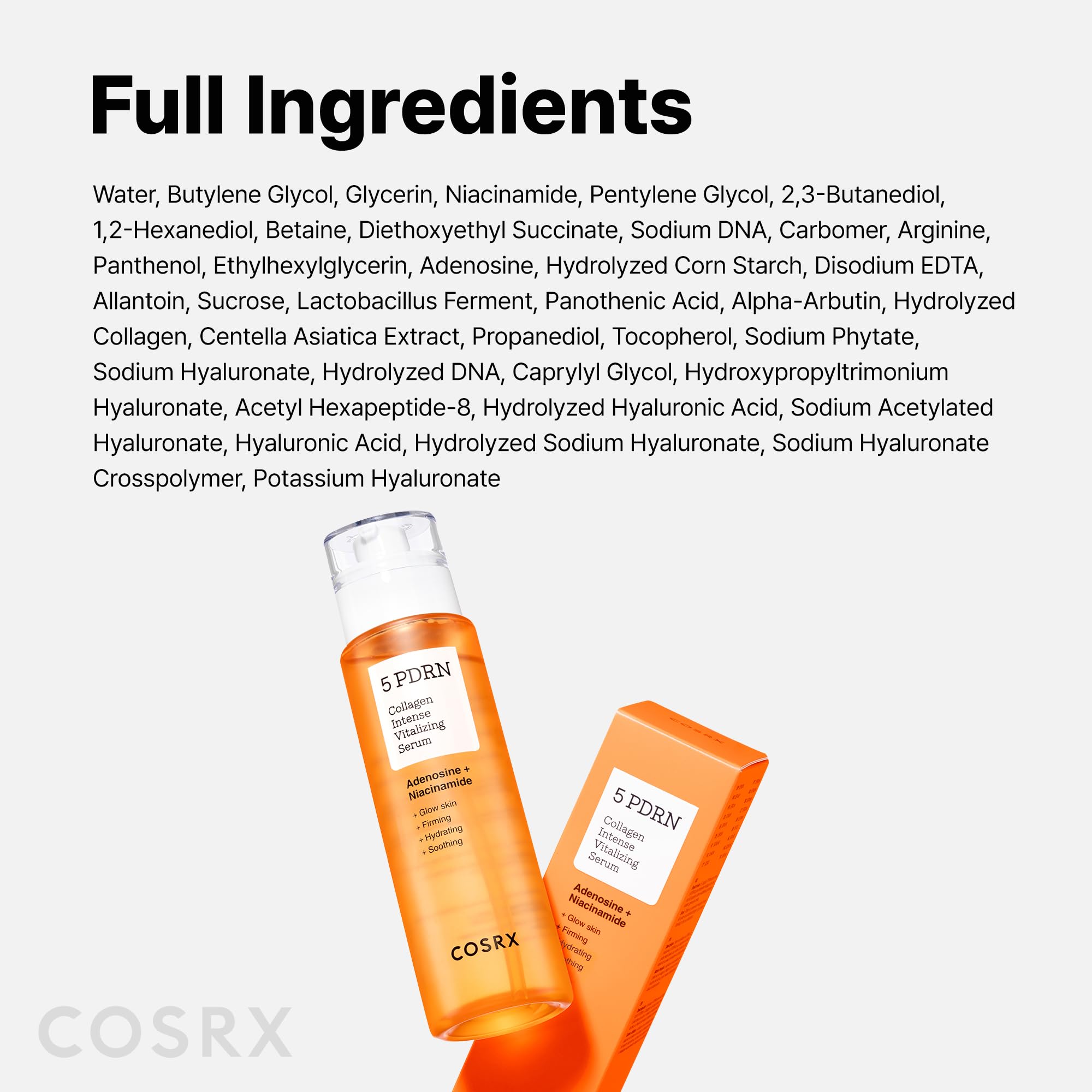COSRX serum back label highlights no artificial color fragrance.