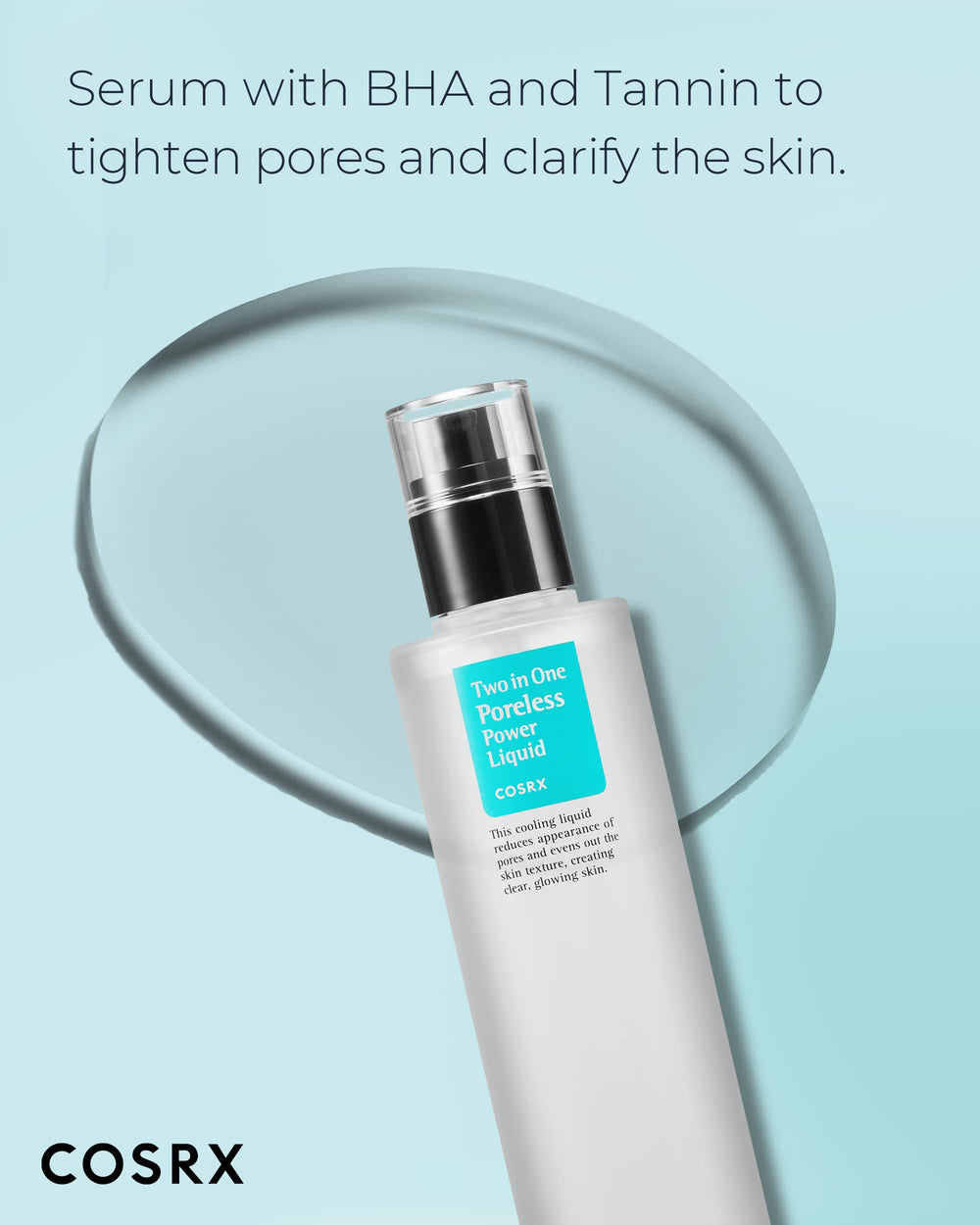 COSRX serum de textura ligera, absorción rápida y aspecto fresco.