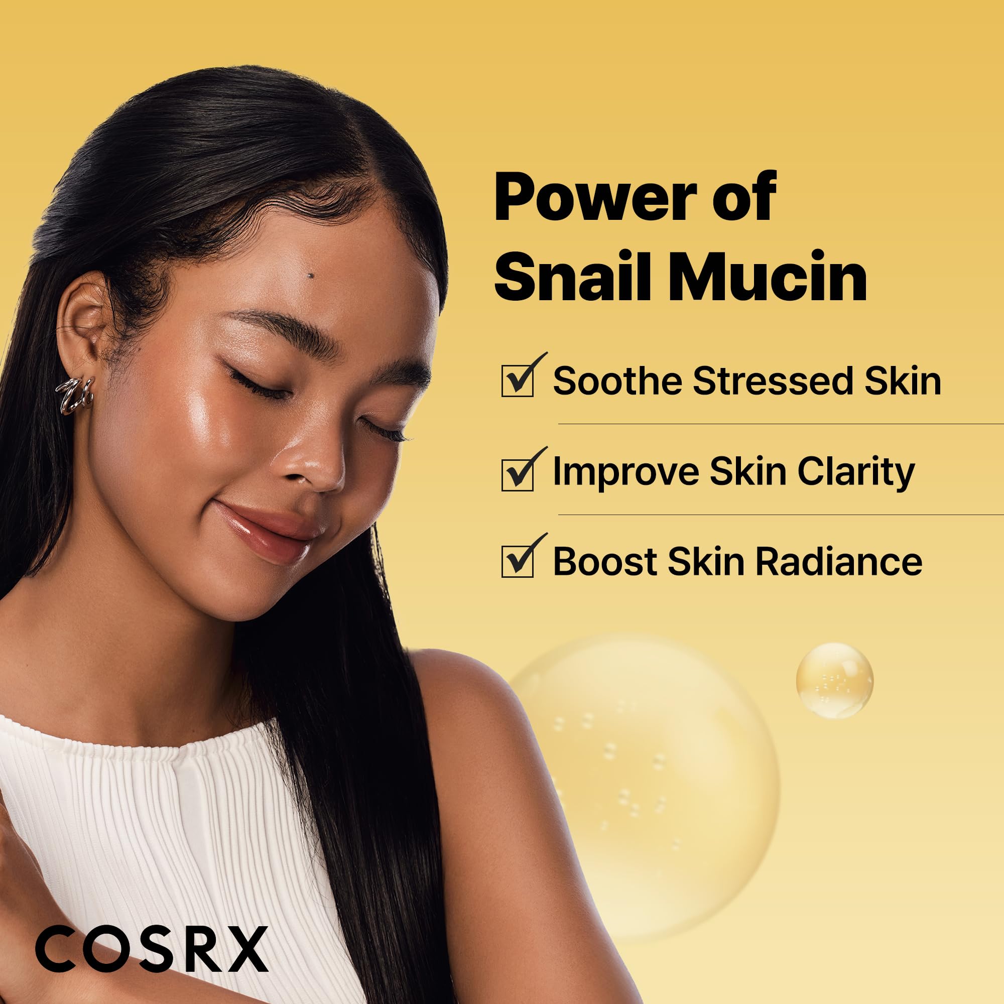 COSRX Snail Mucin Essence dropper ready for fast absorption
