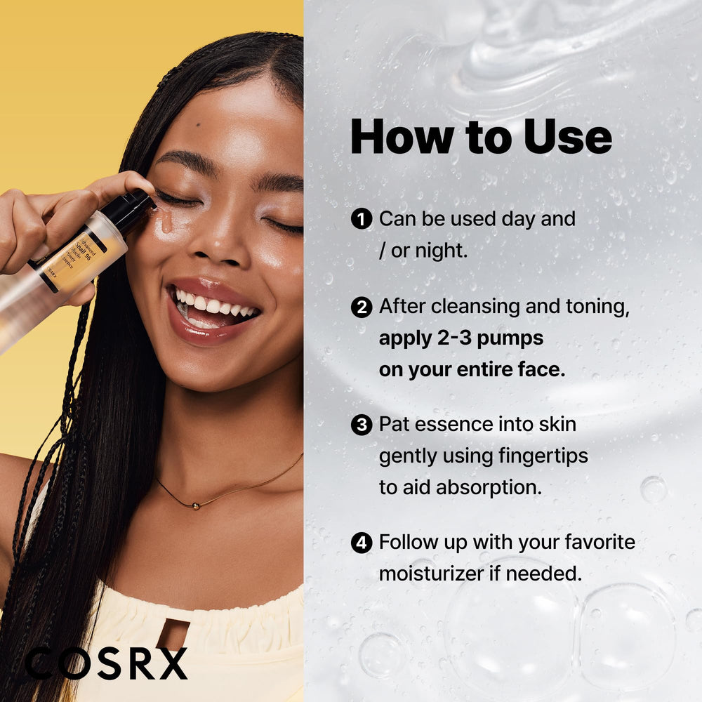 COSRX Snail Mucin essence hydration and glow in a thin layer