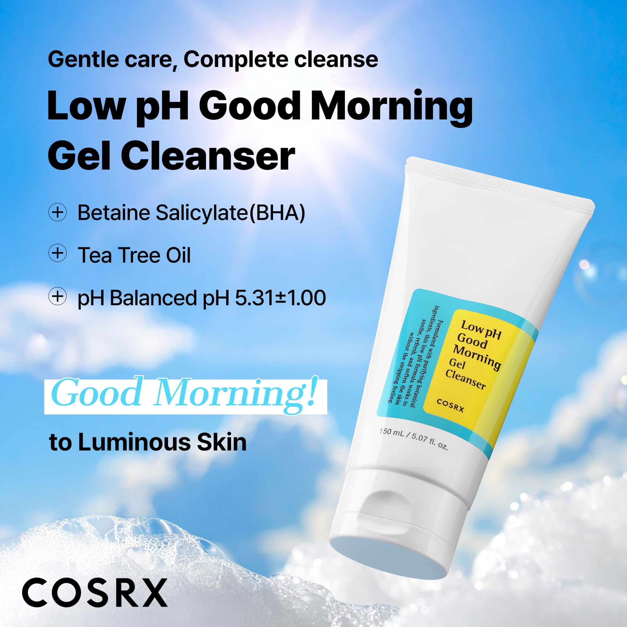 COSRX textura de gel ligero para uso diario en rostro.