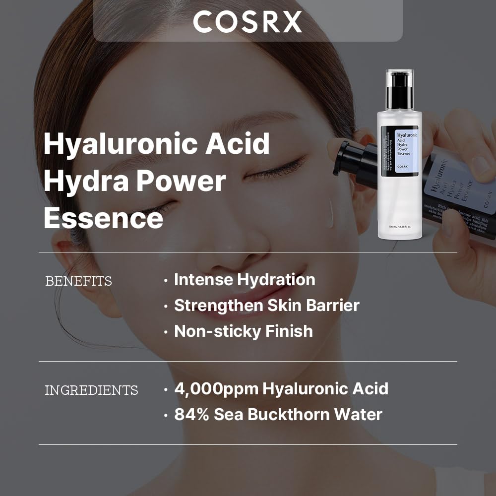 COSRX tonico hialuronico, aplicación en palma, facilita una absorción suave.