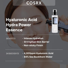 COSRX tonico hialuronico, aplicación en palma, facilita una absorción suave.