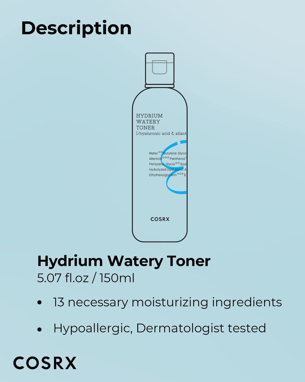 COSRX Hydrium Watery Toner, rutina diaria para mantener hidratación y equilibrio.