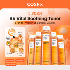 COSRX Tonico 5PDRN B5 aplicación suave para calmar la piel cansada.