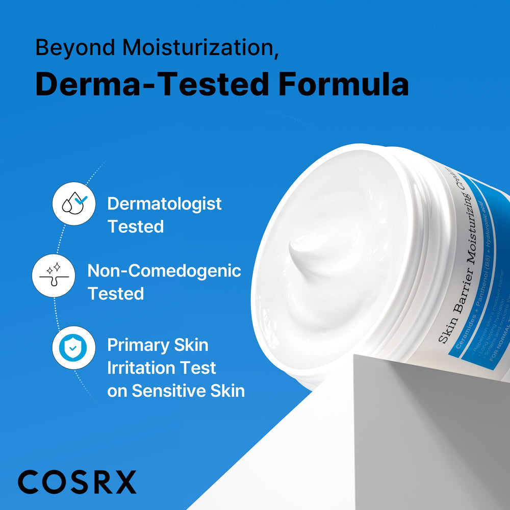 COSRX unscented body cream jar on a clean surface for fragrance-free care