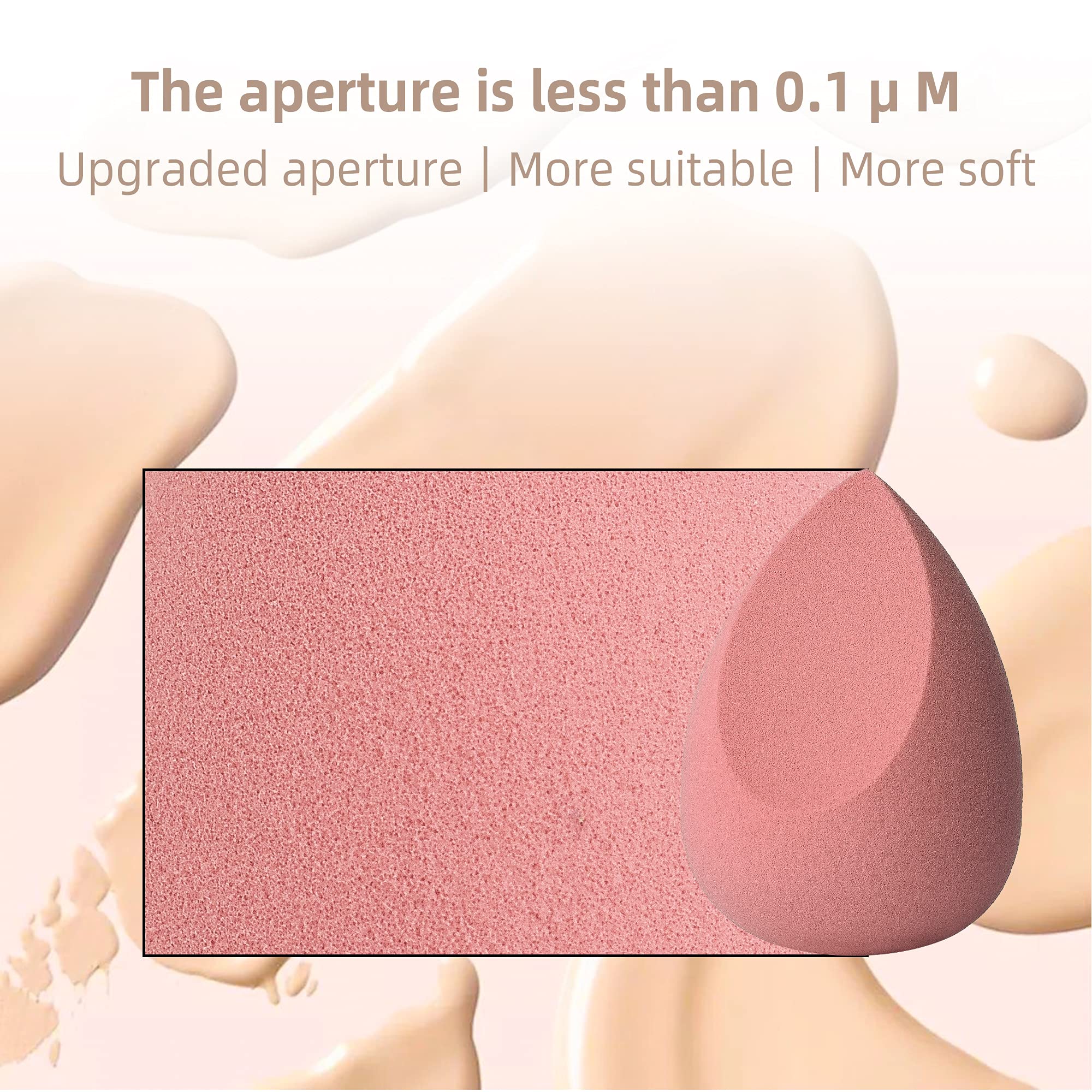 Costica rose-series sponge flat edge for contouring around eyes and nose.