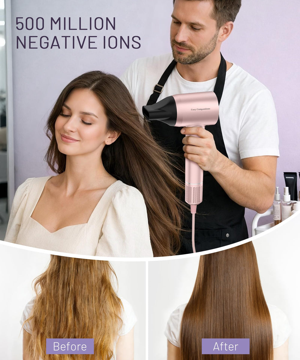 Cosy Companions 360-degree magnetic nozzle for flexible styling directions.