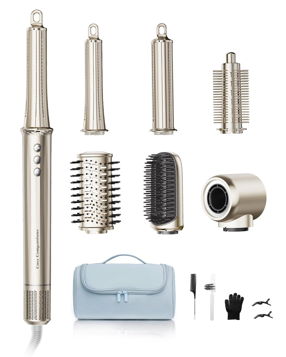 Cosy Companions 6-in-1 hair dryer brush front view for quick, versatile styling