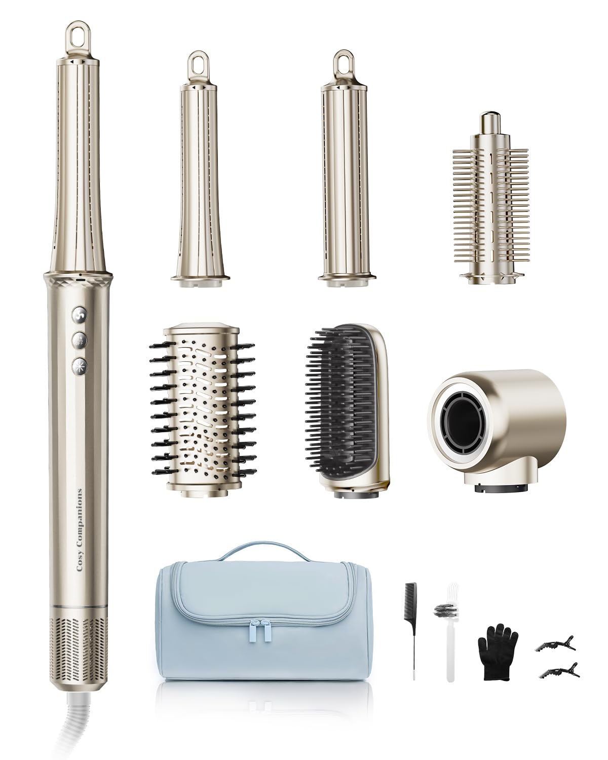 Cosy Companions 6-in-1 hair dryer brush front view for quick, versatile styling