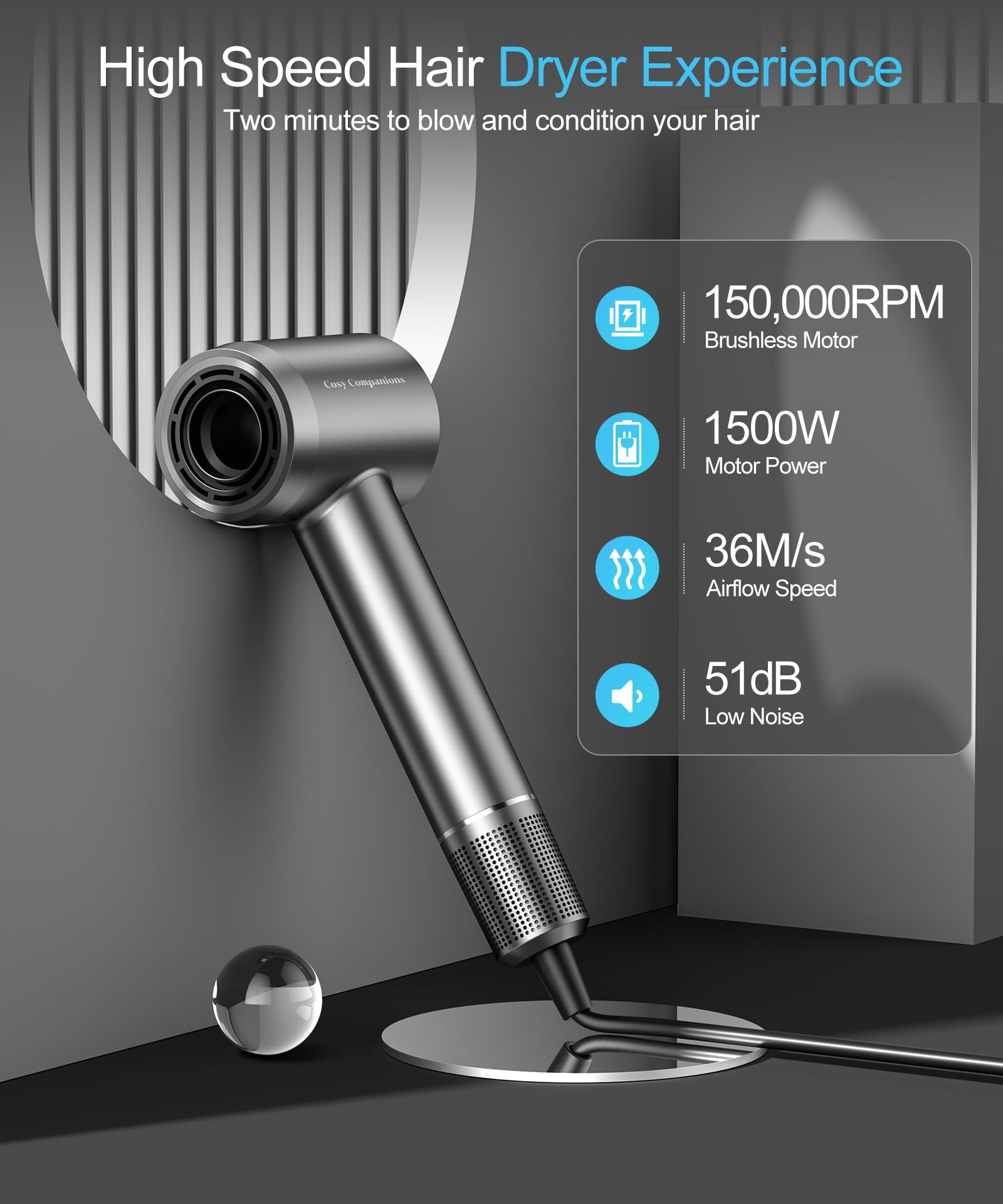 Cosy Companions concentrator nozzle for precise, targeted drying.