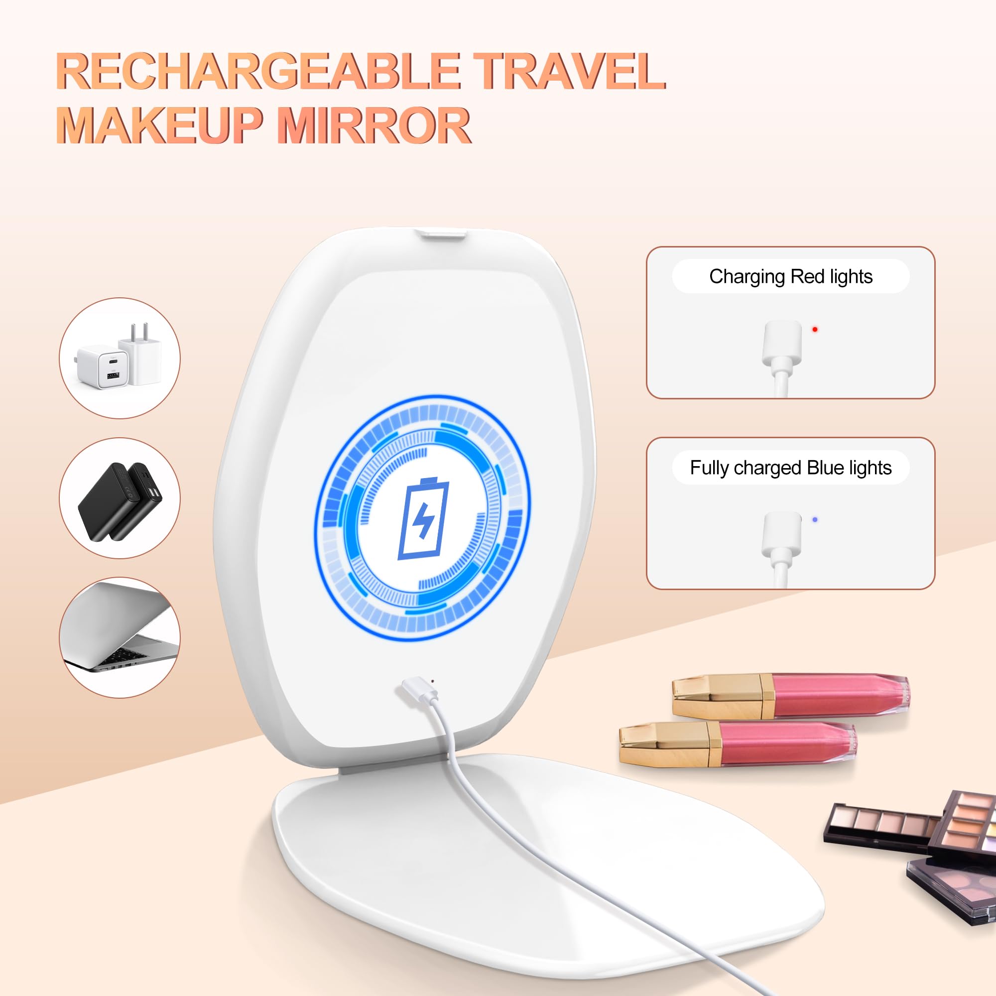 COSYGLOW rechargeable mirror with Type-C cable keeps you powered during travel