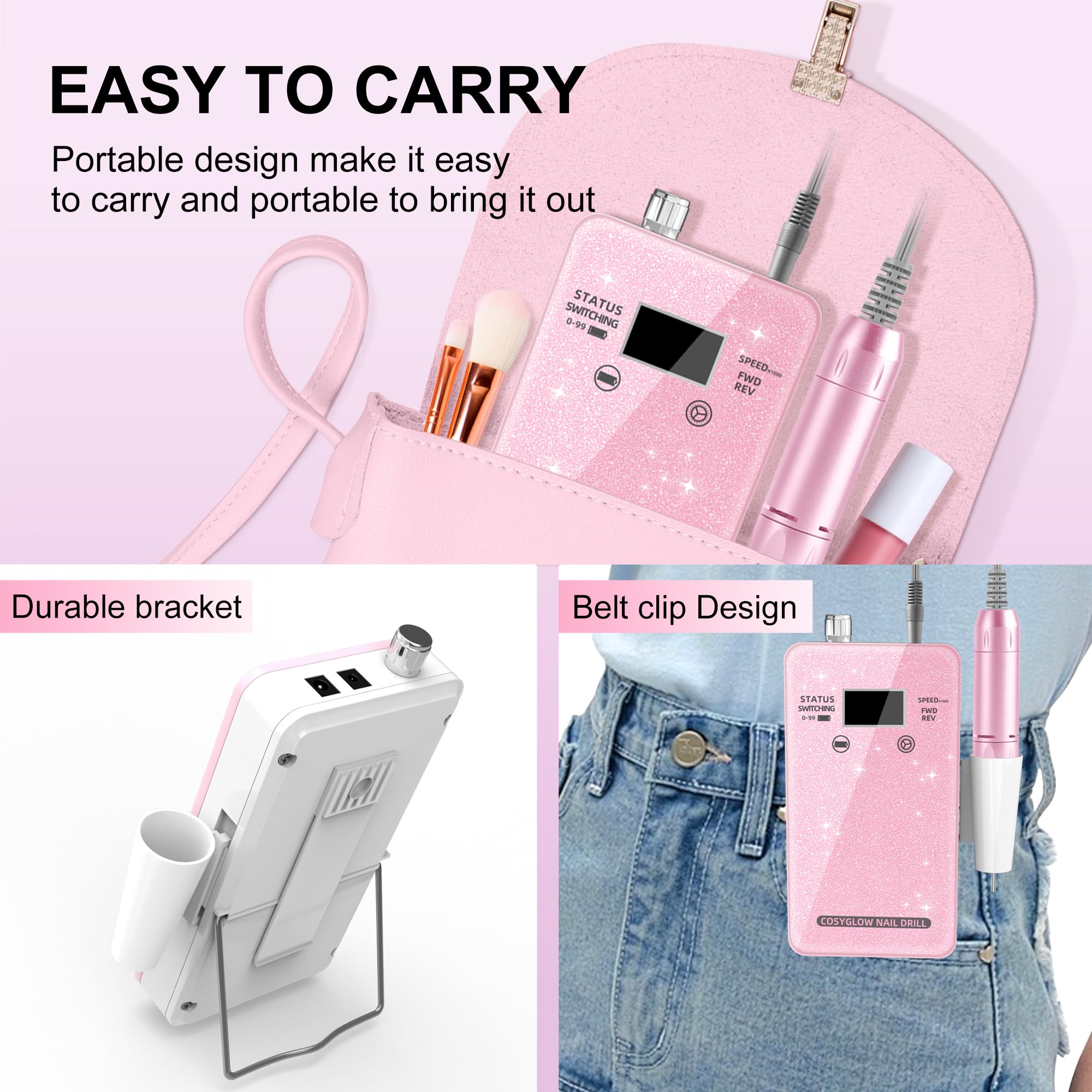 COSYGLOW rechargeable battery enables cordless use anywhere.