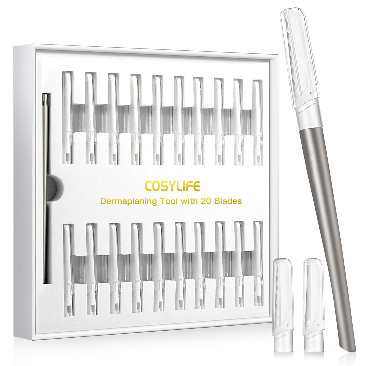 COSYLIFE Dermaplaning Tool with handle and blades for at-home exfoliation