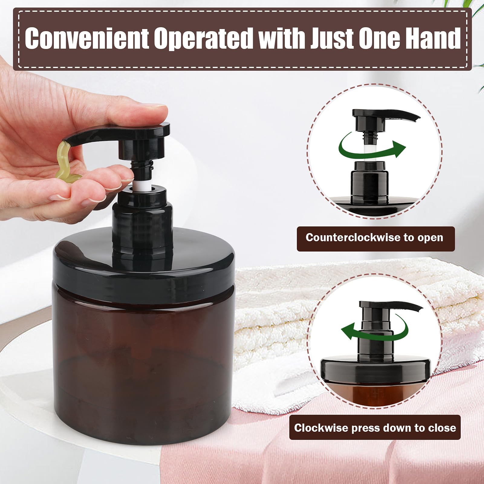Cosywell brown bottle with a stable bottom stays upright on countertops