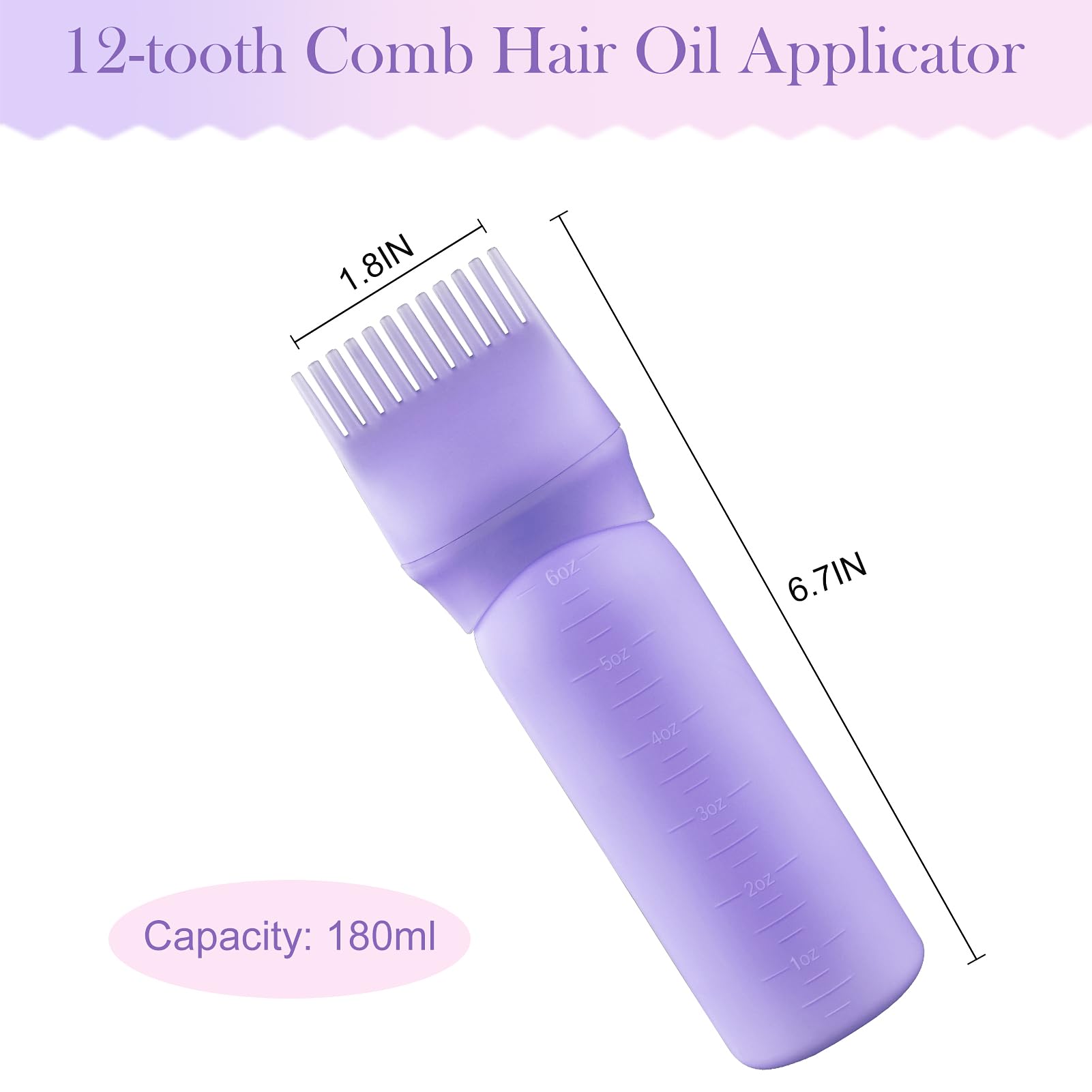 Cosywell root comb bottle white 6oz with 12-tooth design for even color distribution.