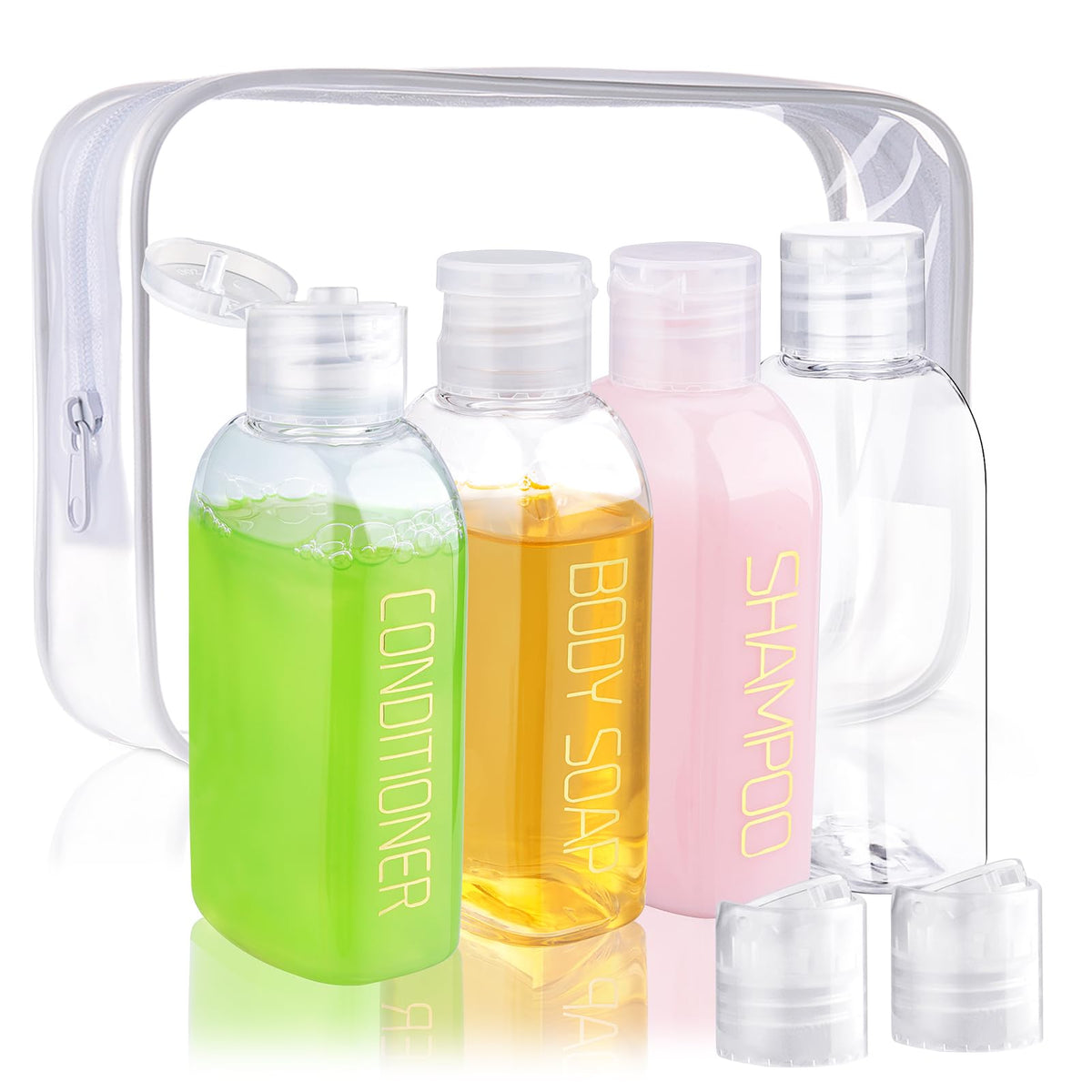 Cosywell travel bottle kit with four compact bottles for easy carry-on organization