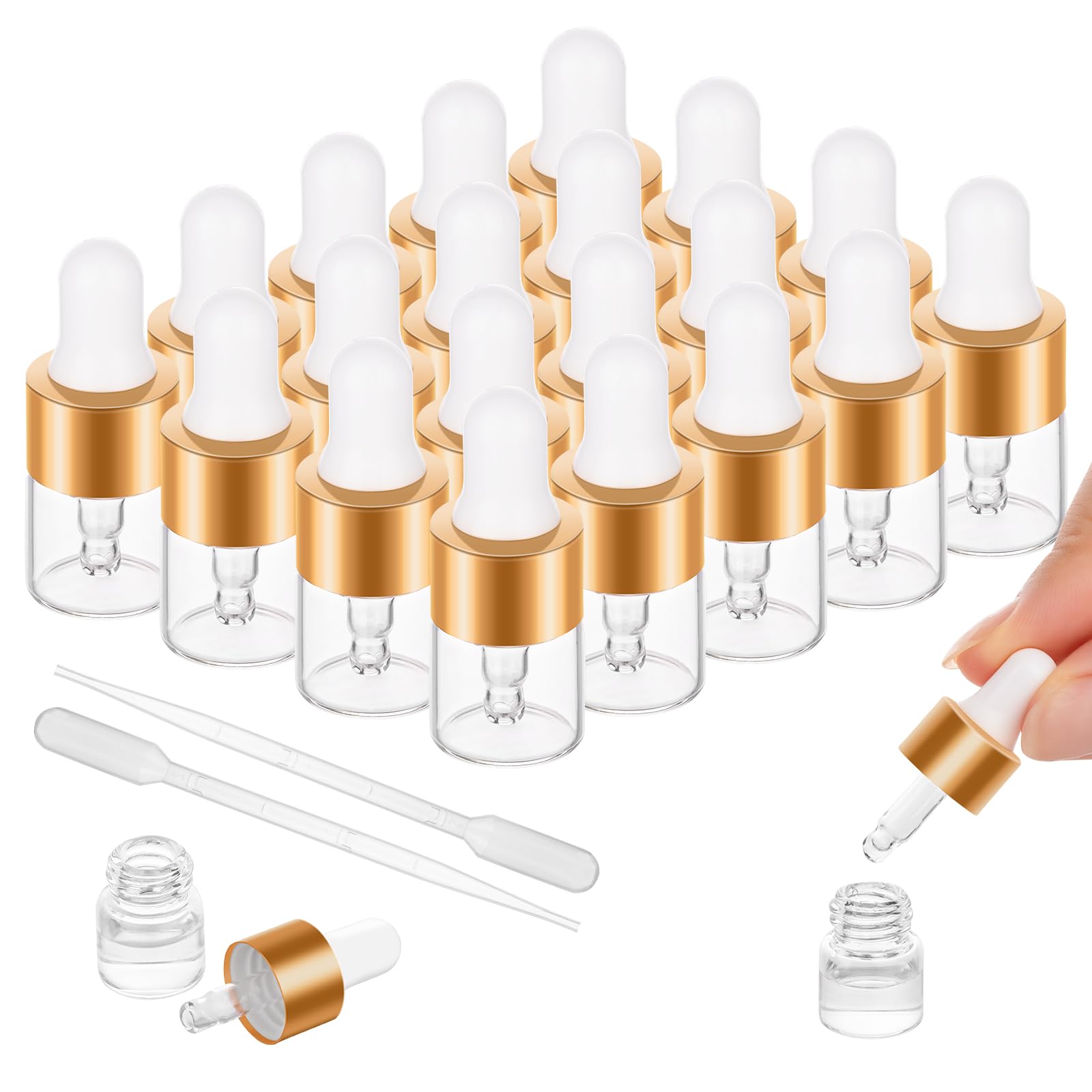 COTOM 1ml cuticle oil dropper bottle in a 20-pack for travel-ready care