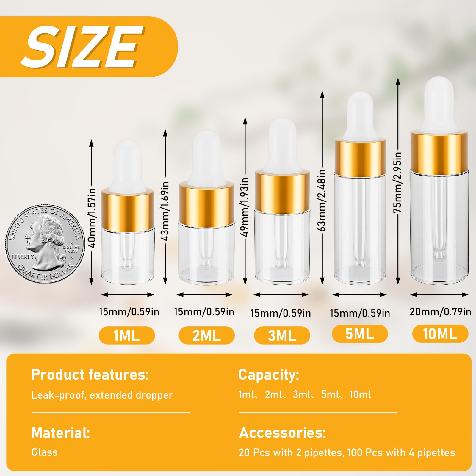 COTOM 2ml mini dropper bottle with threaded cap ensures leak-proof use