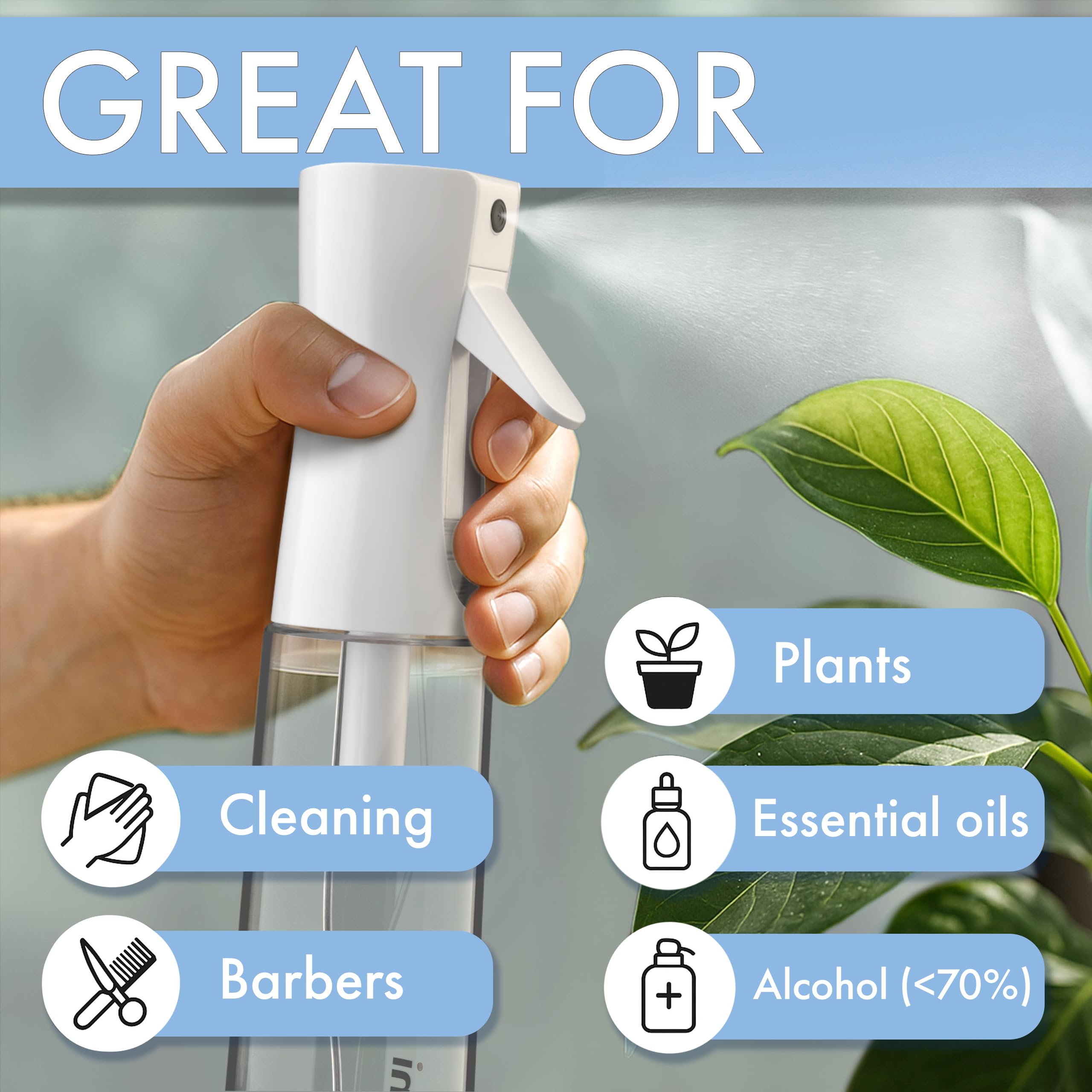 Cotouni 300 mL bottle supports ironing, misting, and cleaning with steady flow.