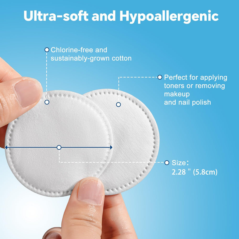 Cottonessence cotton rounds showing the 3-layer design for moisture and cleansing.