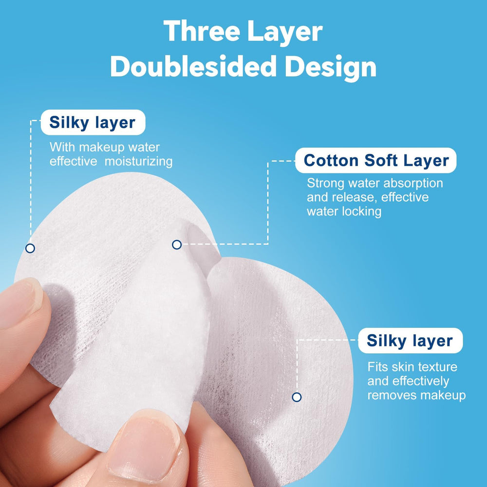 Cottonessence cotton rounds used for makeup removal without shedding fibers.