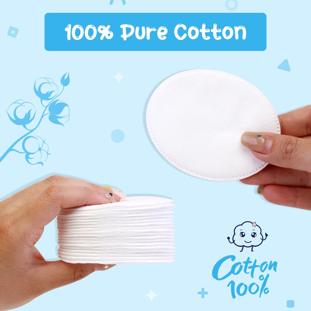 Cottonessence oval cotton pads sealed edges prevent lint shedding during use