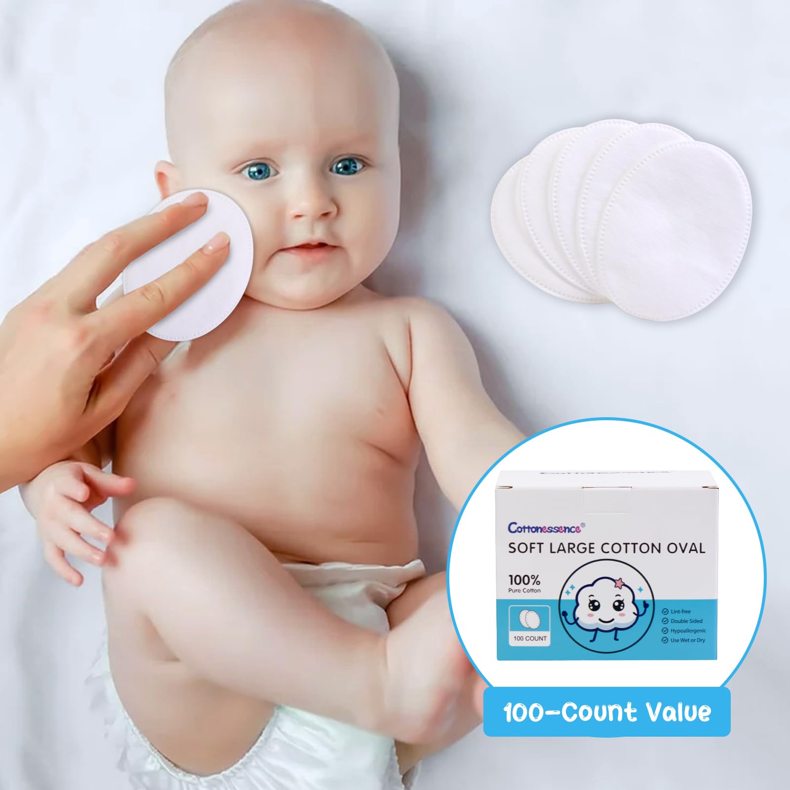 Cottonessence oval cotton pads soft texture ideal for sensitive skin routines
