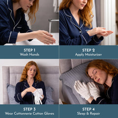 Cottonnerie gloves with elastic wristband for secure, comfortable fit.
