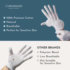 Cottonnerie guantes de algodón, ajuste elástico para comodidad durante la noche.